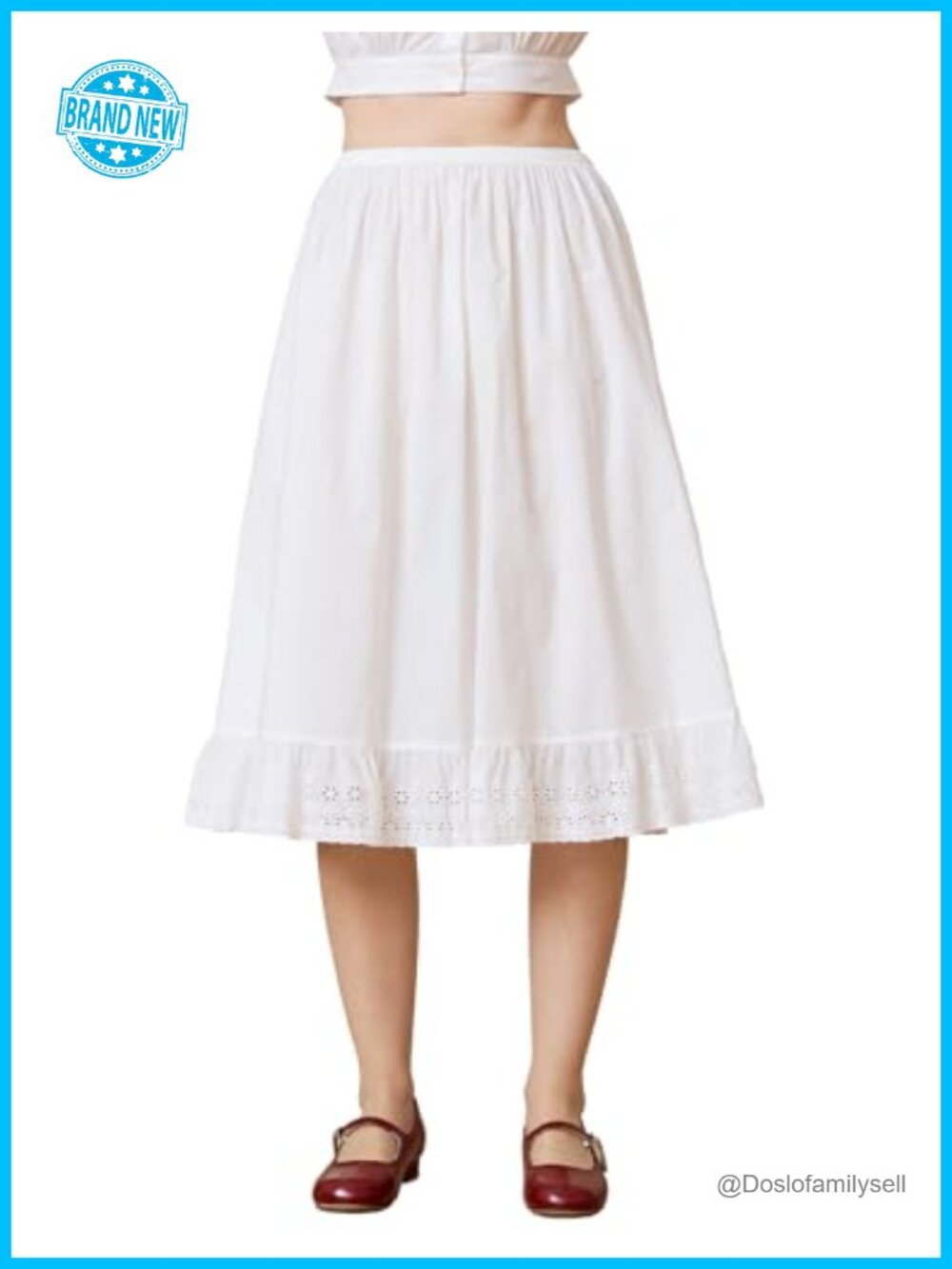 Cotton Half Slip Lace Hem Underskirt Non Cling